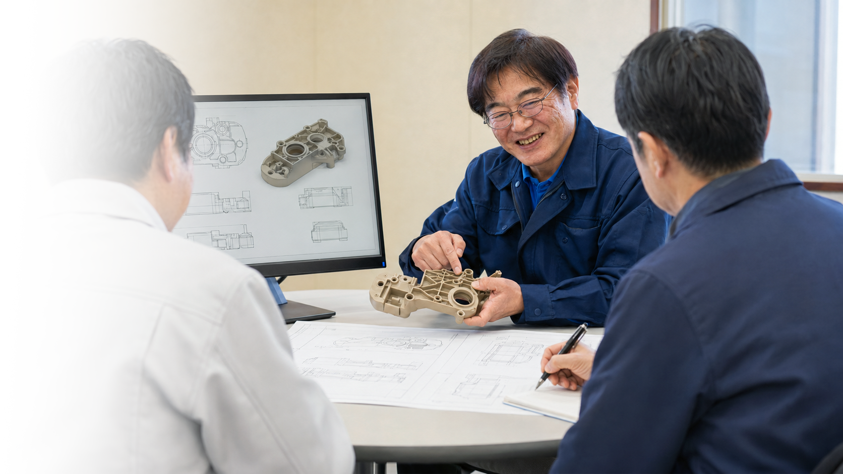 製品設計について相談する技術者